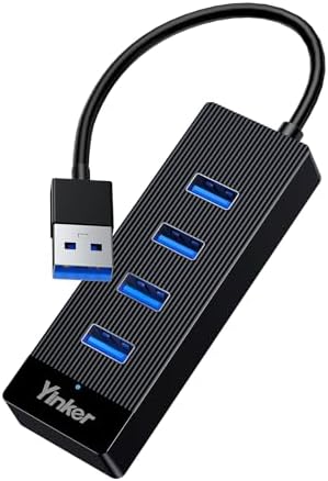 USB Hub 4 Ports, Multiple USB 3.0 Hub, USB-A Splitter for Laptop with Type-C Power Port, Extender for A Port Laptop, PC Desktop and More(0.5ft) by Yinker