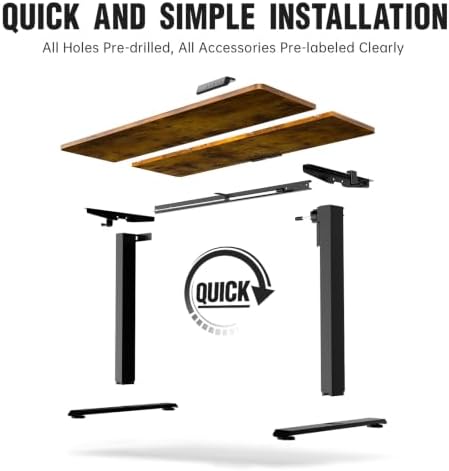 Veken 47.2 Inch Large Electric Standing Desk, Gaming Table, Brown - Image 4
