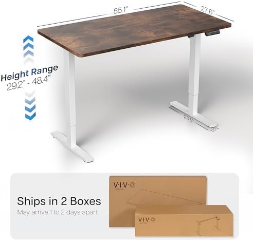 VIVO Rustic Vintage Brown 55 x 28 in Standing Desk, DESK-KIT-1W55N - Image 3