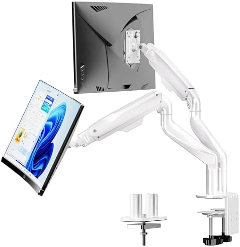 BIZUM Dual Monitor Stand for 17″-42", Heavy Duty Ultrawide Monitor Arm Dual-Monitor Mount VESA Mount with Clamp/Grommet Base, Holds 33.1lbs per Arm, White by Unknown