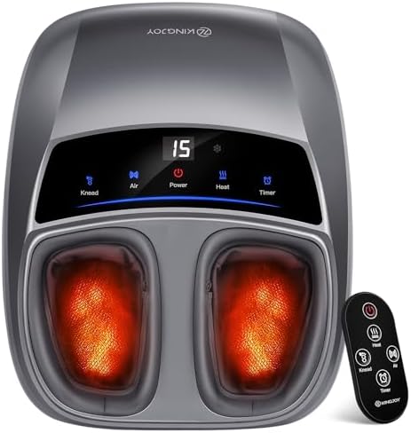 KINGJOY Foot Massager with Heat for Neuropathy, [2026 Upgraded], Deep Kneading Shiatsu Foot Massager for Plantar Fasciitis, Fits Up to Men Size 14, Birthday Gifts for Women Men by KINGJOY
