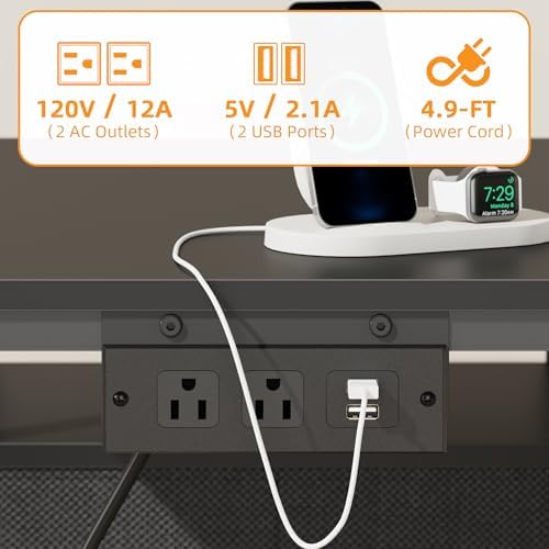 YAOHUOO Printer Stand with Power Outlet/Drawers, Printer and Shredder Stand - Image 4