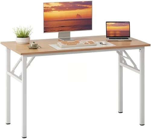 Need Office Computer Desk 47.2x23.6 in Sturdy Folding Laptop Table Pink Oak by Need