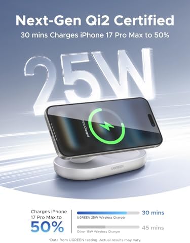 UGREEN Qi2.2 25W 2-in-1 Magnetic Wireless Charging Station - Image 3
