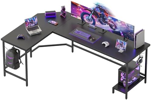 Mericonia 67 inch L Shaped Desk with CPU Stand, Large Corner Gaming Desk by MERICONIA