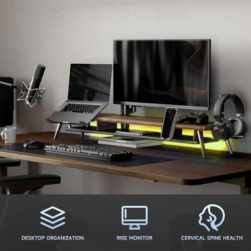 Fenge 42.5-Inch Monitor Stand Riser with Laptop, Phone & Headphone Holders - Image 2
