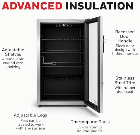 Honeywell Beverage Refrigerator and Cooler, 116 Can Mini Fridge with Glass Door for Soda Beer or Wine for Office or Bar with Adjustable Removable Shelving, Commercial Grade - Image 5