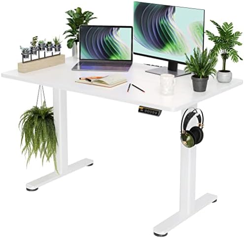 Claiks Electric Height Adjustable Standing Desk, 48x24 Inch, White by CLAIKS