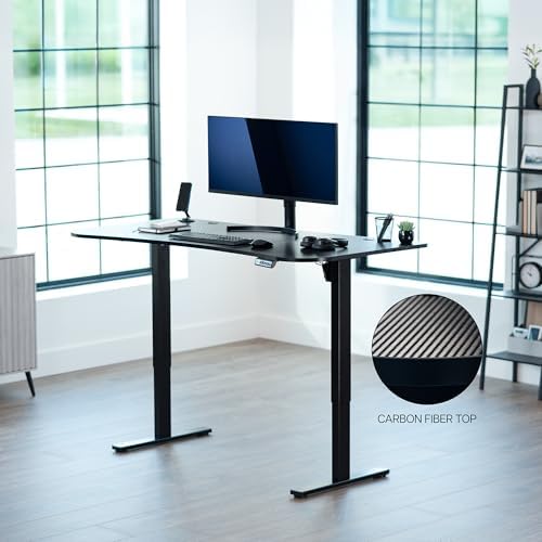VIVO Black Carbon Fiber 63 x 32 in Standing Desk, DESK-KIT-1B1R - Image 2