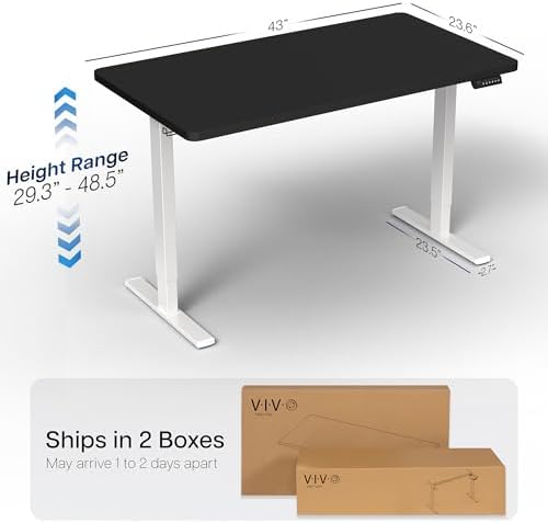 VIVO Black 43 x 24 in Standing Desk, DESK-KIT-1W4B - Image 3