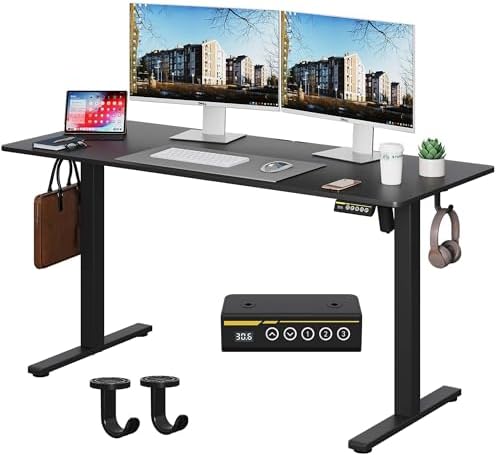 55 x 24 Inch Electric Standing Desk, 3 Memory Presets, Black by GamorkLLC