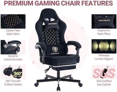 Mistpeople Gaming Chair, Ergonomic High Back Computer Chair with Footrest, Lumbar Support & Pocket Spring Cushion, Comfortable Swivel Home Office Desk Chair for Adults - Image 5