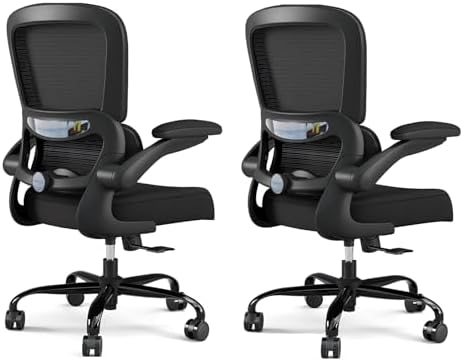 TRALT Office Chair - Ergonomic Desk Chair with Adjustable Lumbar Support, Mesh Computer Chair, Executive Chairs for Home Office Comfortable Lumbar Support Black Pack of 2 by TRALT