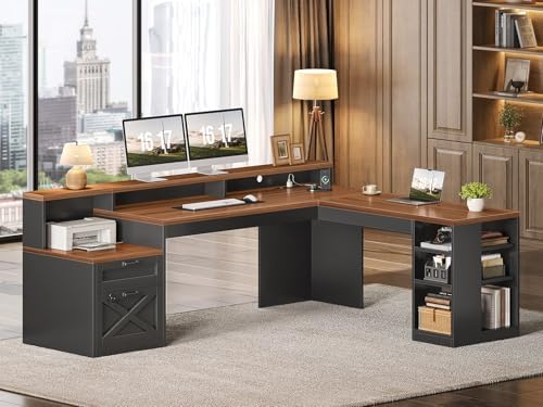 SEDETA 65"x59" L Shaped Desk with Lockable Drawers Storage for Home Office by SEDETA