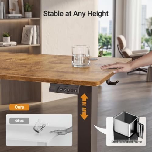 Claiks 35 x 20 Inch Rustic Brown Electric Standing Desk - Image 5