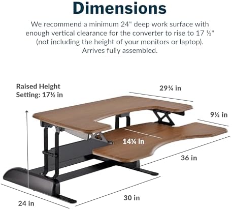 Vari Pro Plus 36 Standing Desk Converter – Spring-Loader Lift – Walnut - Image 2