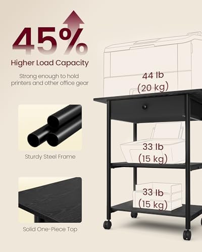VASAGLE 3-Tier Printer Stand with Locking Wheels, Under Desk Printer Table - Image 6