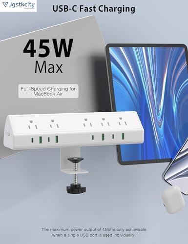 Jgstkcity Desk Clamp Power Strip USB C 45W,1200J Surge Protector - Image 3
