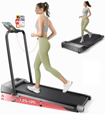 Acezoe Walking Pad with 10% Incline & Dual LED Display,4 in 1 Foldable Treadmill for Home Small Office, Compact Under Desk Treadmill with Handle bar,APP & Remote, 300 lbs Capacity by AcezoeFitness
