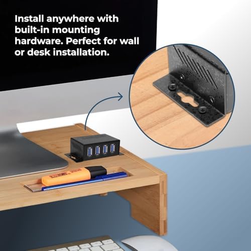 Coolgear 3.2 Gen 1 USB Hub - 4 Port USB Hub with 5Gbps Data Transfers, Mountable Metal Housing, 5V Power Adapter, ESD Surge Protection, Bus or Self Powered - Image 4