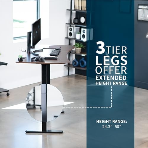 VIVO Dark Walnut 63 x 32 in Standing Desk, DESK-KIT-2B1D - Image 5