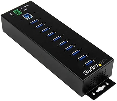 StarTech 10-Port Industrial USB 3.0 Hub 5Gbps, 65W PA, TAA (HB30A10AME) by StarTech