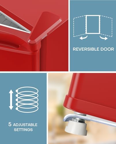 Upstreman 1.7 Cu.ft Mini Fridge with Freezer, Red-FR17 - Image 6