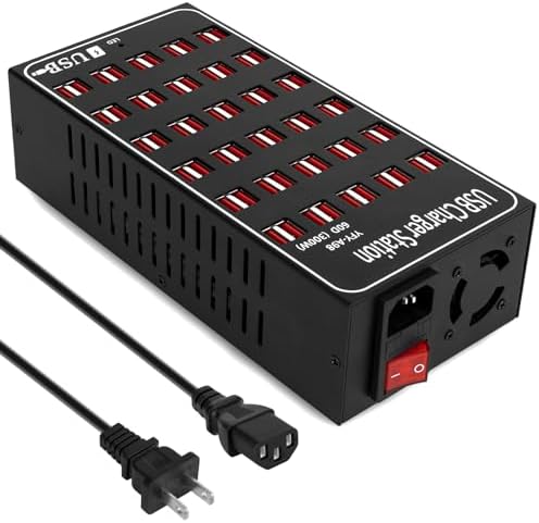 USB Charging Station for Multiple Devices, 300W 60 Port Desktop Fast Charger Station with Intelligent Protection, Multi Ports USB Charger Block for Home School Hotel Office Shopping Malls by RUANSZZDoublesidedtape