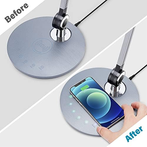 Desk Lamp,Led Architect Desk Lamp,Desk Lamps for Home Office,Table lamp with Wireless Charger & Adjustable Swing Arm,Touch Control, 3 Lighting Mode,5 Brightness,Eye-Caring Office Lamp - Image 4