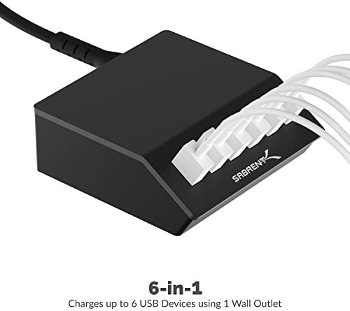 SABRENT 60W 6-Port USB Charging Station, Auto-Detect, UL (AX-FLCH-B) - Image 2
