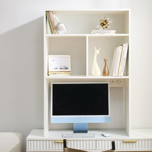 DormCo Yak About It® - Extra Depth Cube Desk Bookshelf with Outlet - White by DormCo