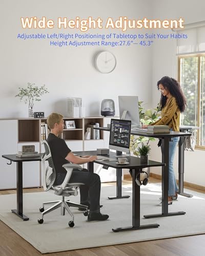 YIHAYO L Shaped Standing Desk Adjustable Height, 63 x 55 Inches Electric Corner Standing Desk, Black - Image 4