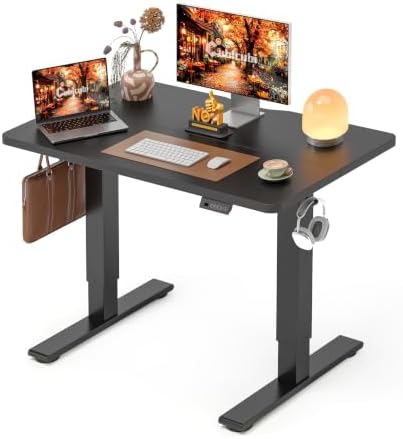 CubiCubi Electric Height Adjustable Standing Desk 40x24 Inch, Black by CubiCubi