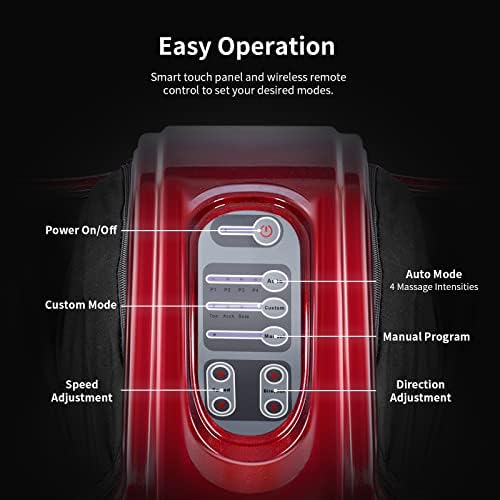GIANTEX Shiatsu Foot Massager Machine for Feet, Leg Calf Ankle, Nerve Pain Therapy Spa Gift Deep Kneading Rolling Massage, Electric Shiatsu Foot Massager w/Remote, 4 Modes, Red - Image 4
