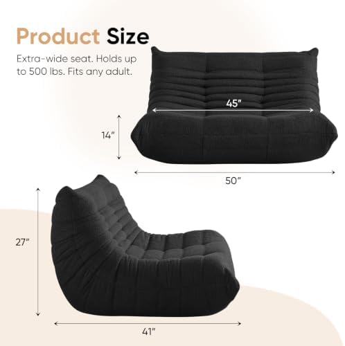 2 Seater Adults Bean Bag Chairs Togo Couch Comfy Lazy Floor Sofa - Image 2