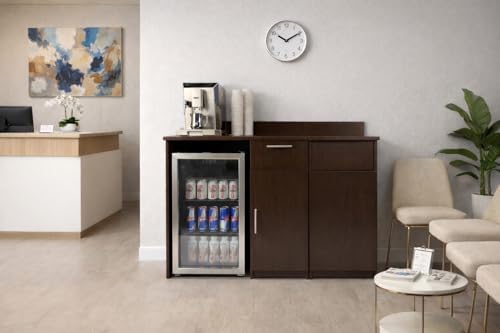 BREAKtime Mini Fridge Cabinet with Trash Bin Storage, Commercial Office Breakroom Coffee Station, Fully Assembled, 54" W x 24" D x 36" H, Trash Bin Included, Appliances Not Included, Espresso - Image 4