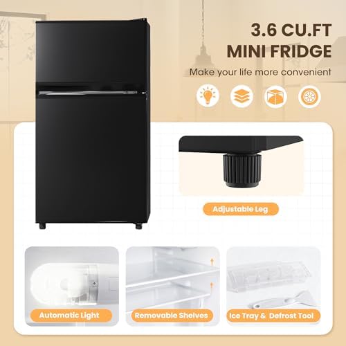 Manastin 3.55 Cu.Ft Refrigerator with Freezer for Kitchen Office, Black - Image 3