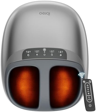 ibreo Shiatsu Foot Massager for Foot Neuropathy, Plantar Fasciitis, Pain Relief, Tired Relaxation, with Heat, Deep Rolling & Kneading Therapy, 360° Air Compression for Men Women Seniors Size Up to 13 by ibreo
