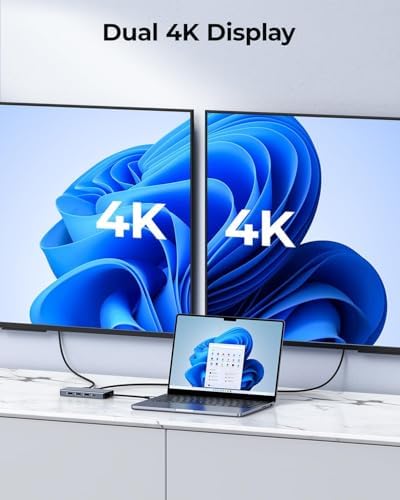 USB C Docking Station Dual Monitor Adapter, 8 in 1 Laptop Docking Station 3 Monitors Quadruple Display USB C Hub Dongle to 4K HDMI+DP+VGA - Image 6