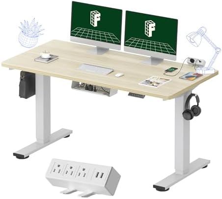 FLEXISPOT EN2 55"x28" Whole-Piece Standing Desk with Power Strip by Unknown
