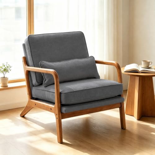 Karl home Mid-Century Modern Accent Reading Chair, Grey by Karlhome