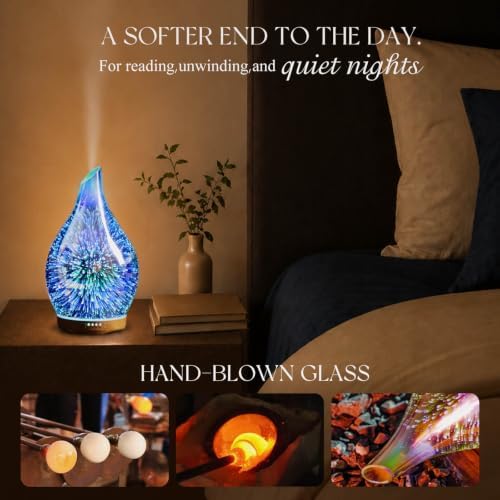 Porseme 280ml Remote Essential Oil Diffuser 3D Glass Ultrasonic Mist 7H - Image 5