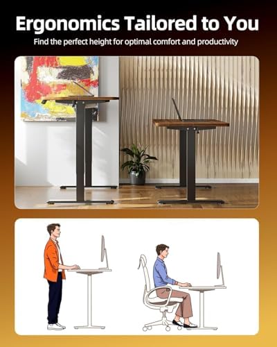TIQLAB Electric Standing Desk, Adjustable Height Stand up Desk, 63 * 24 Inches Sit Stand Home Office Table with Splice Board, Black Walnut - Image 3