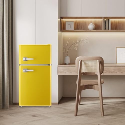 WANAI 3.5 Cu.Ft Retro Mini Fridge with Handle Compact Refrigerator Yellow - Image 6