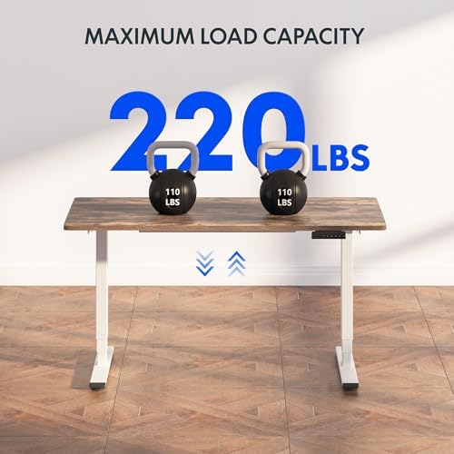 FLEXISPOT E6 3-Stage Dual Motor Electric Standing Desk 48 x 30 Sit Stand Up Desk, Holds 220 lbs, Adjustable Height w/Memory Presets, One-Piece Special Walnut Desktop & White Frame, Ships in 2 Boxes - Image 3