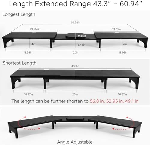 Nnewvante Bamboo Monitor Stand Riser, 60 inch Upgrade Height Large TV Riser - Image 6