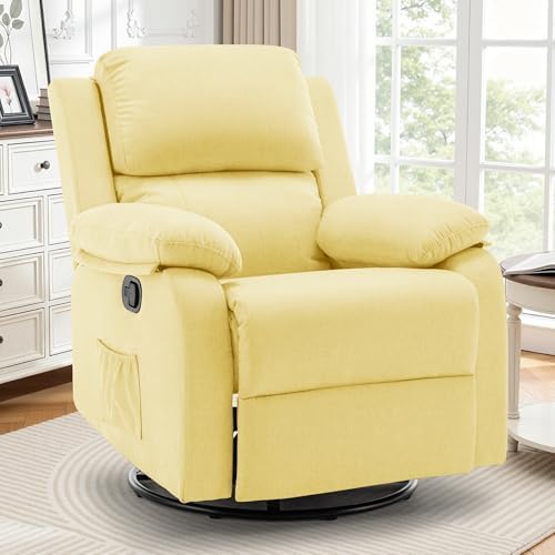 Korser Recliner Chair, 360 Swivel Rocker Chair for Adults, Small Rocking Recliner for Small Spaces, Upholstered Fabric Glider Recliner Nursery by KORSER