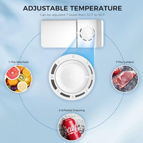 Antarctic Star 1.6 Cu. Ft Mini Fridge with Freezer,Small Compact Refrigerator with Single Reversible Door, Removable Shelves, 7 Adjustable Thermostat, for Dorm/Bedroom/Office,Steel - Image 5