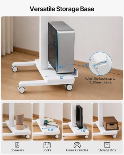 HUANUO 24" Small Mobile Standing Desk with Drawer and Charging Station - Image 6