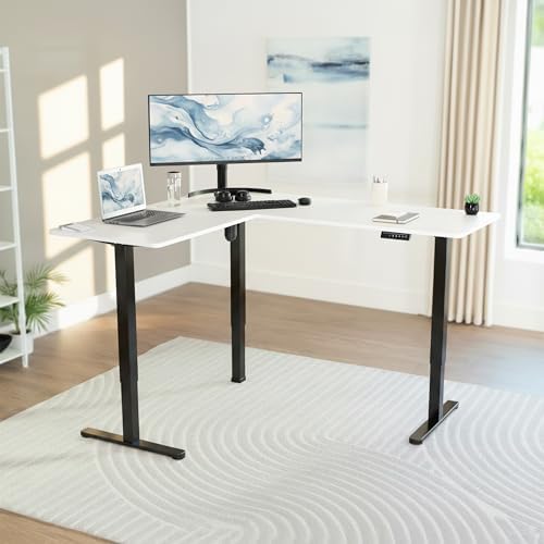 VIVO White 63 x 55 in Corner Standing Desk, DESK-E3CTBW - Image 2
